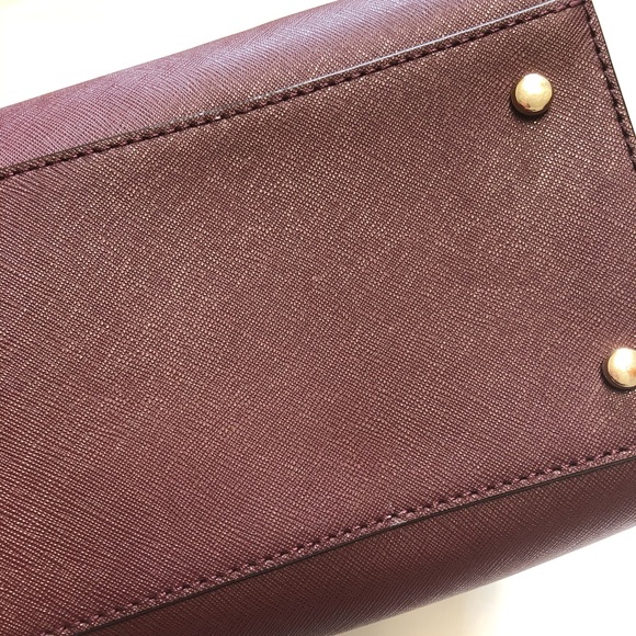 Kate Spade Tote Shoulder Bag Maroon Large Zipper - Picture 7 of 12